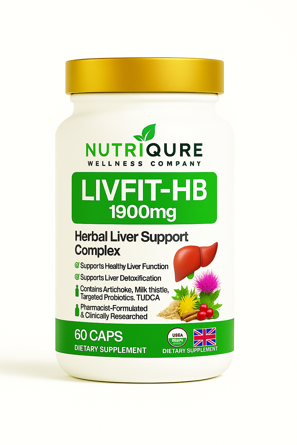 Livfit-HB Liver Complex | Advanced Liver Detox, Hepatitis & NAFLD Support Formula | 60 Capsules | 30 Servings