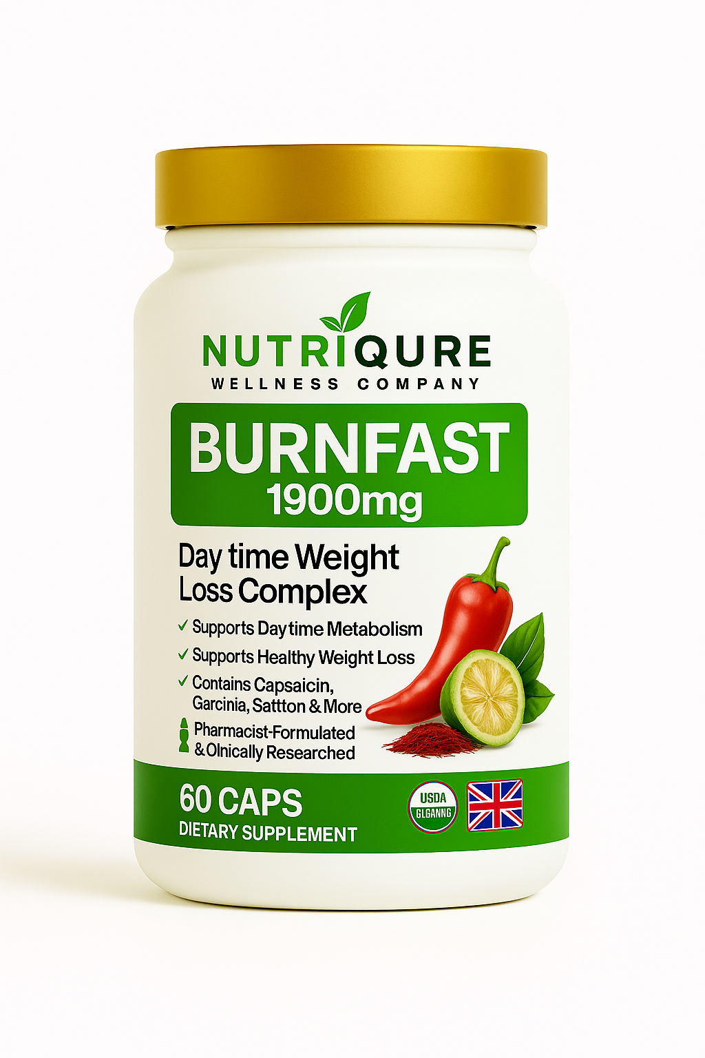 BurnFast Daytime | Advanced Thermogenic & Metabolic Activation Formula 60 Capsules | 30 Servings