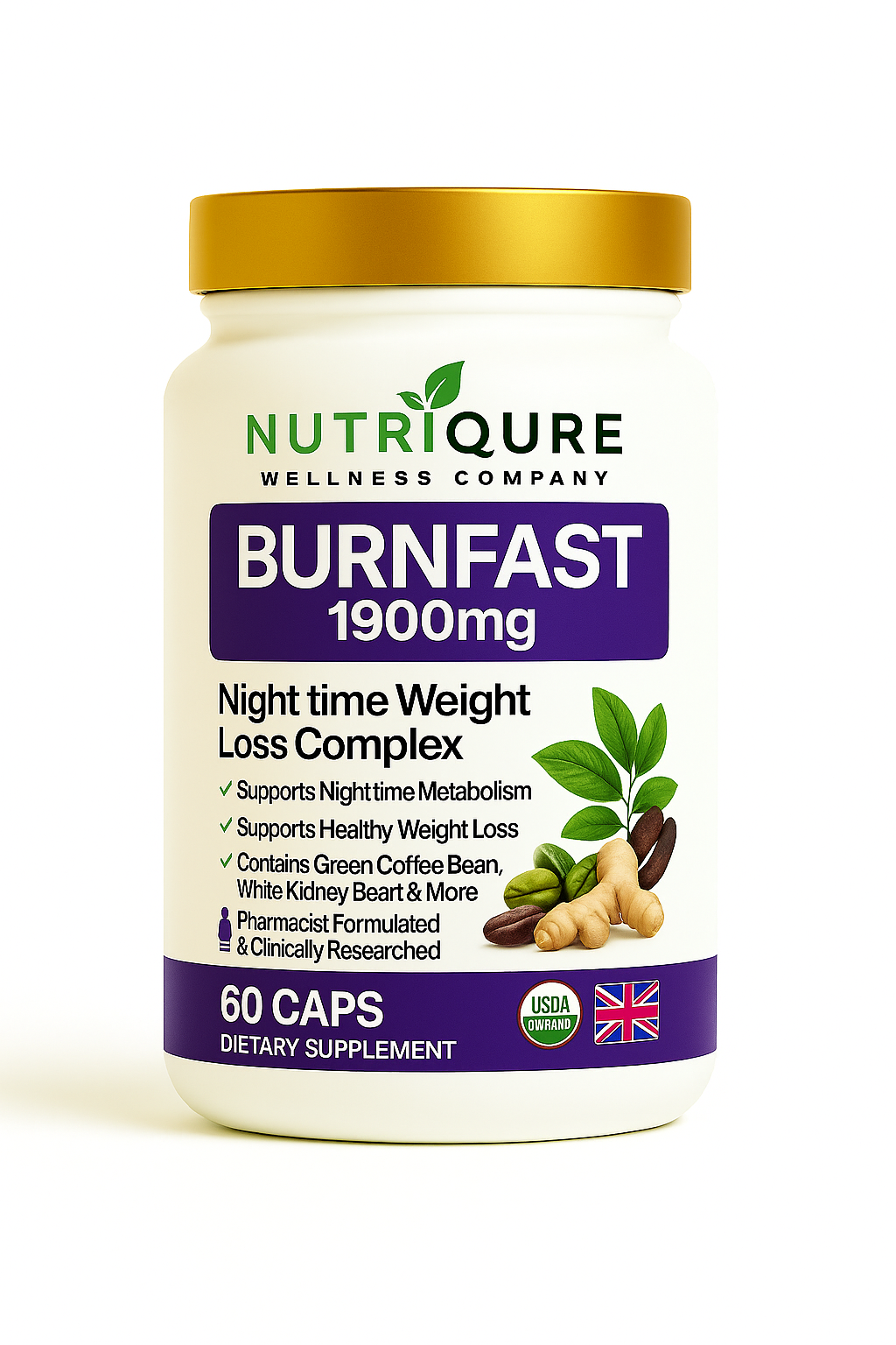 BurnFast | Nighttime Advanced Night-Time Thermogenic & Sleep Support Formula | 60 Capsules | 30 Servings