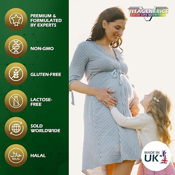 VITAGENERICS FitPregnancy Multivitamin & Minerals Plus Omega 3 | 30 Tablets Plus 30 Capsules | with 600µg Folic Acid, Iron, Zinc, B Vitamins & More. UK Made for Pregnant Women