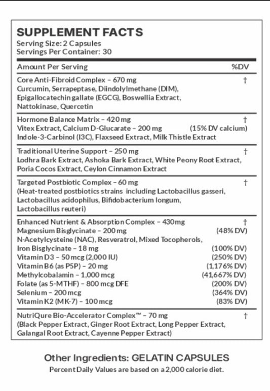 Fibrolief | Advanced Fibroid, Hormonal & Uterine Support Formula | 60 Capsules | 30 Servings