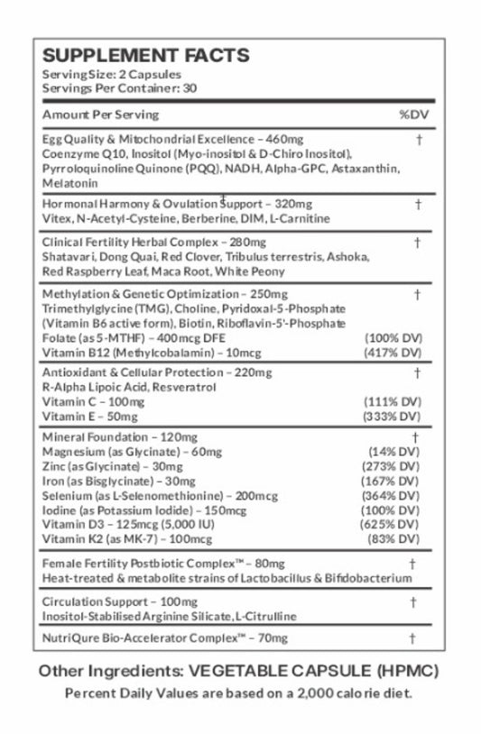 Fertilup-F | Advanced Female Fertility, Egg Quality & Hormonal Balance Formula | 60 Capsules | 30 Servings