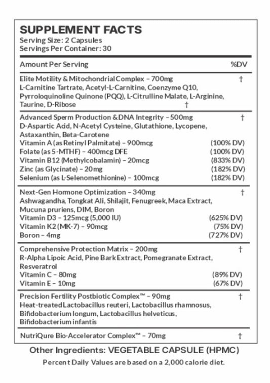 Fertilup-M | Advanced Male Fertility & Hormonal Vitality Formula | 60 Capsules | 30 Servings