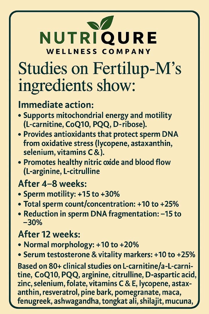 Fertilup-M | Advanced Male Fertility & Hormonal Vitality Formula | 60 Capsules | 30 Servings