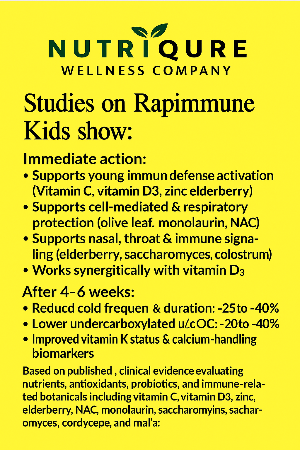 Rapimmune Kids | Complete Immune Defense & Gut Support Chewables for Kids 60 Chewable Tablets | 350mg Each | Natural Fruit Flavor