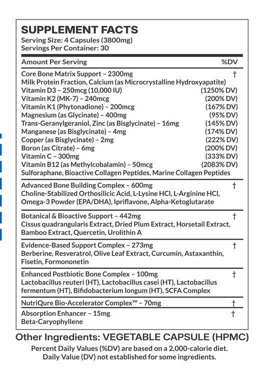 Bone Builder | Comprehensive Bone Density, Collagen & Joint Integrity Formula 120 Capsules | 30 Servings | 3,800mg Total