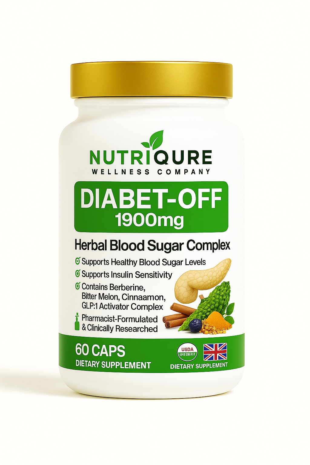 Diabet-Off | Multi-Pathway Blood Sugar & Insulin Optimization Formula | 60 Capsules | 30 Servings