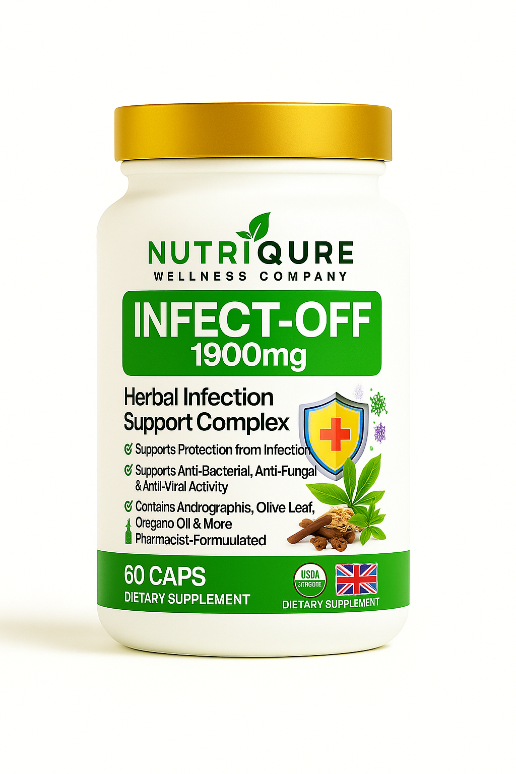 Infect-Off (TM) | Comprehensive Immune Defense, Antimicrobial & Biofilm Disruption Formula | 60 Capsules | 30 Servings