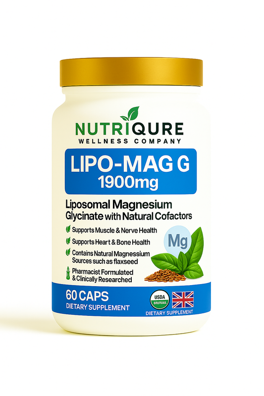 Lipo-Mag G (TM) | Liposomal Magnesium Glycinate + Plant-Based Magnesium Complex | 60 Capsules | 30 Servings