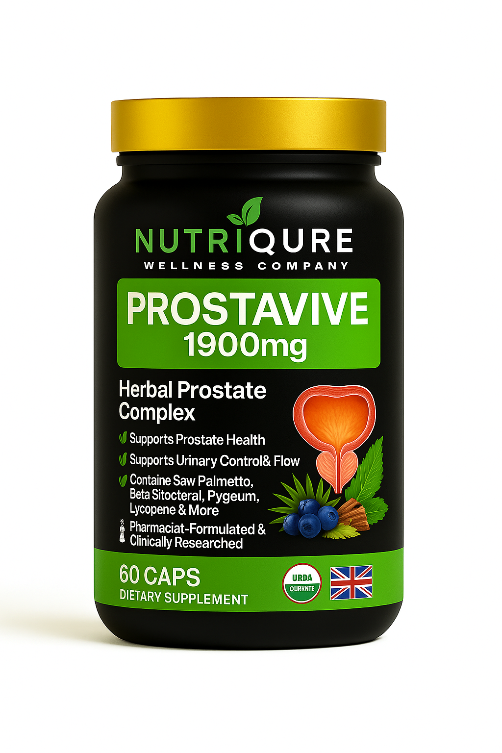 ProstaVive (TM) 1900mg | Comprehensive Multi-Pathway Prostate Support Formula | 60 Capsules | 30 Servings