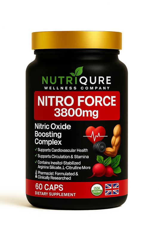 NitroForce (TM) 3800mg | Advanced Nitric Oxide & Vascular Support Formula | 60 Capsules | 30 Servings