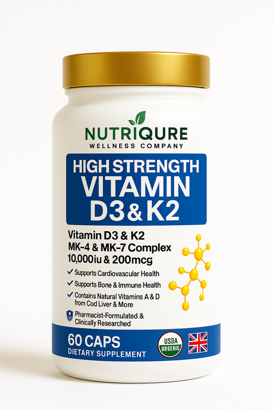 Vitamin D3 & K2 Complex | Bone Health & Heart Support & Immune Function | 60 Capsules | 60 Servings
