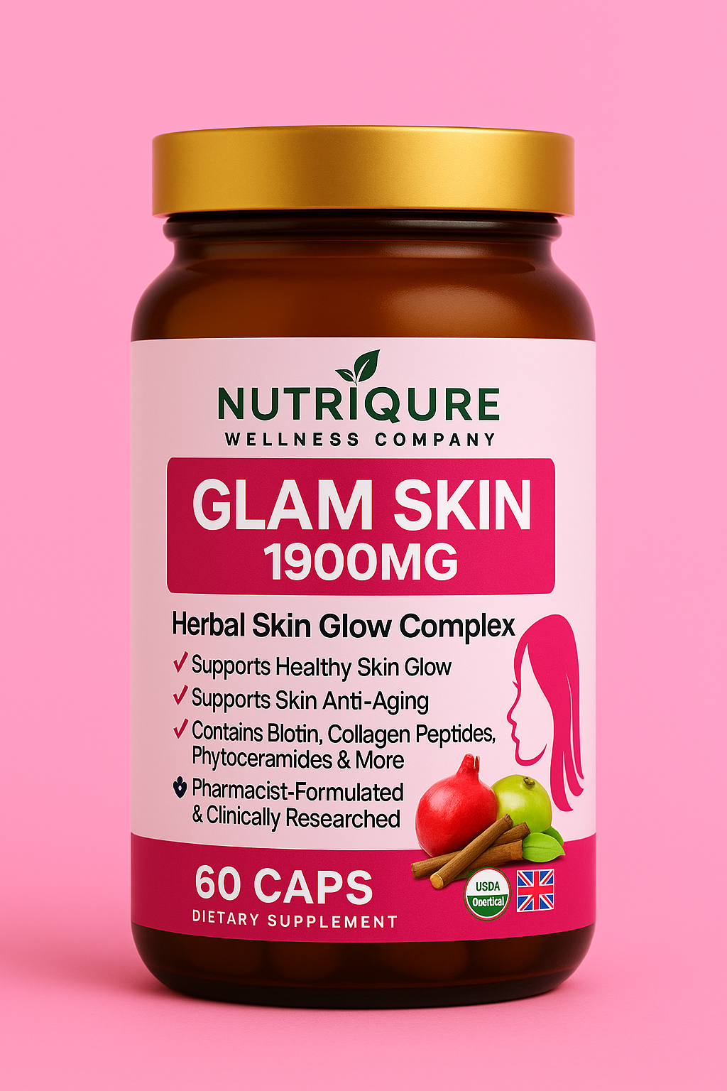 Glam Skin | Advanced Skin Radiance, Collagen & Barrier Support Complex 60 Capsules | 2-A-Day Formula