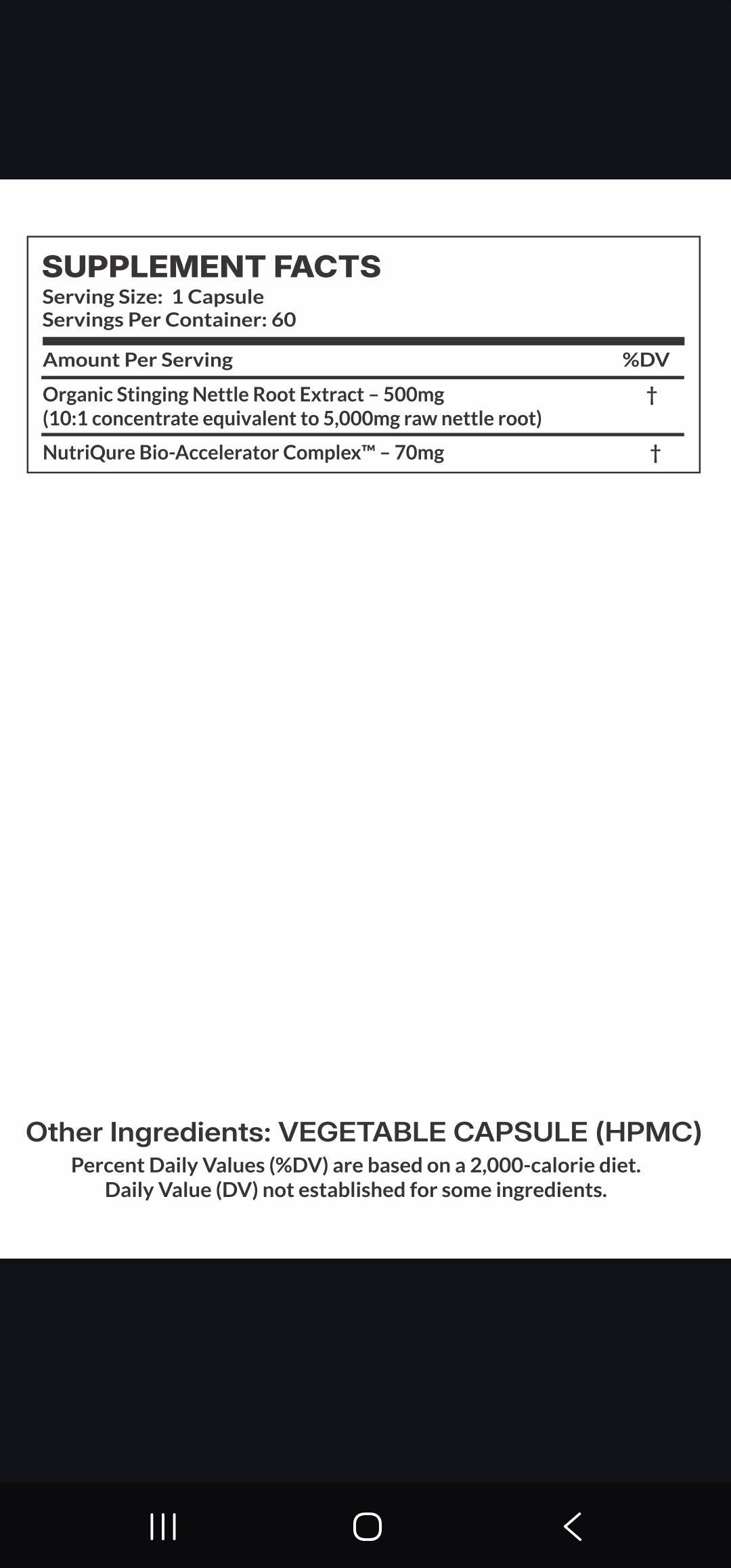 Stinging Nettle Root | Prostate, Hormone & Urinary Tract Support Formula 60 Capsules | 60 Servings | 570mg Total