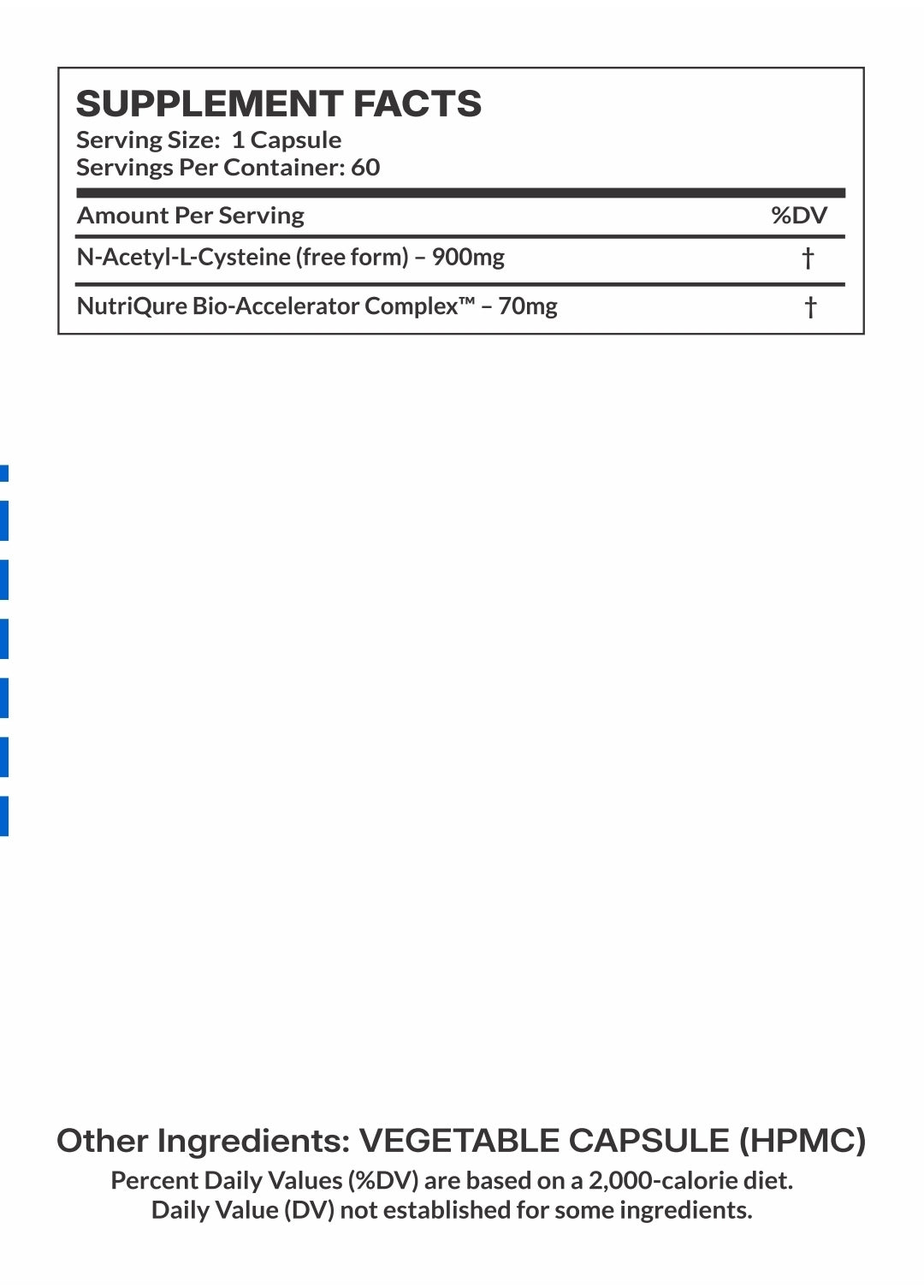 N-Acetyl-L-Cysteine (NAC) 900mg  Advanced Cellular Detox & Glutathione Support Formula 60 Capsules | 900mg Total