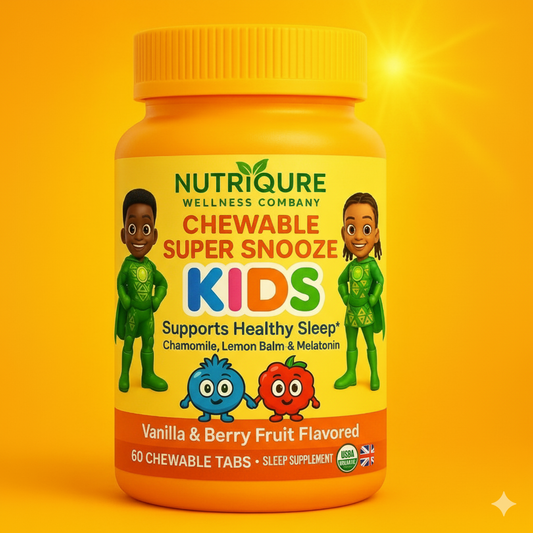 Super Snooze Kids  |  Gentle Night-Time Sleep, Calm & Circadian Support for Children 60 Chewable Tablets | 350mg Each | Natural Berry Flavor