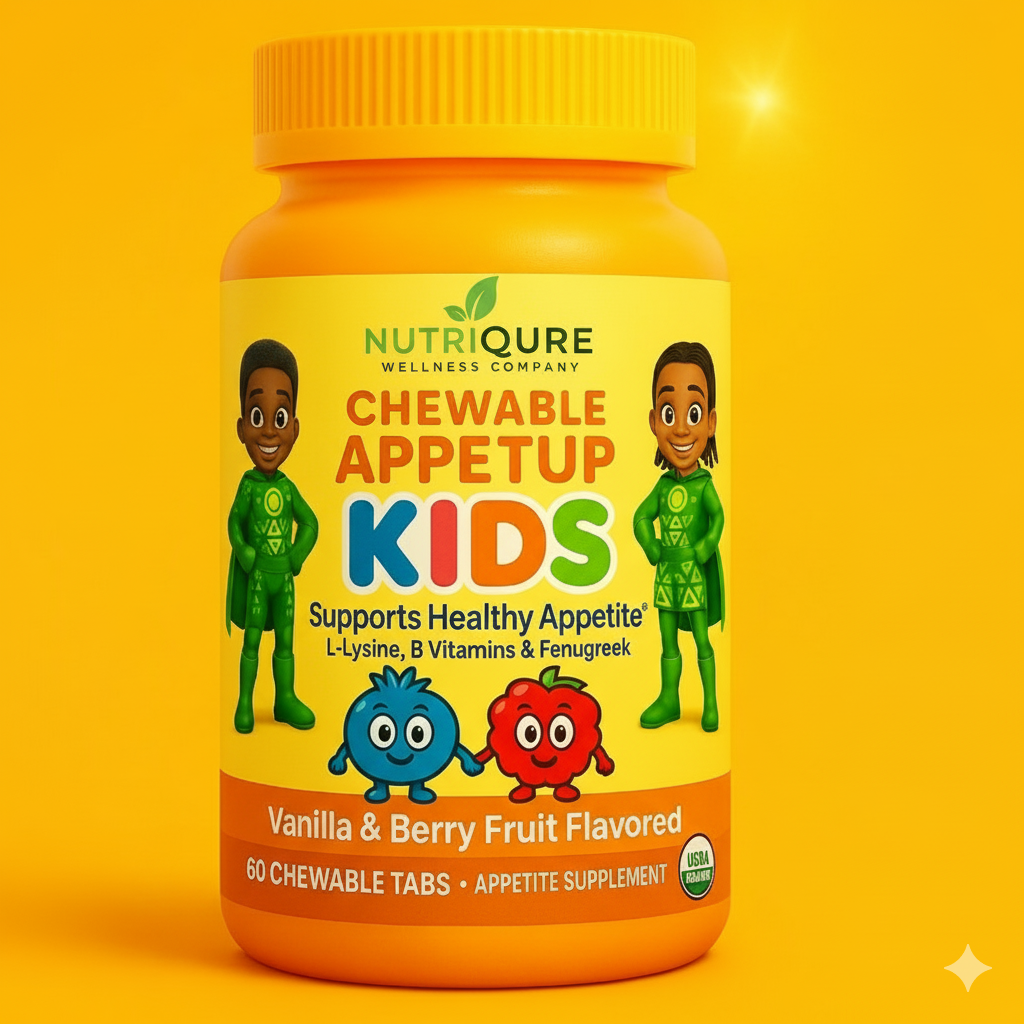AppetUp Kids  |  Natural Appetite, Digestion & Growth Support Formula for Children 60 Chewable Tablets | 350mg Each | Natural Flavors