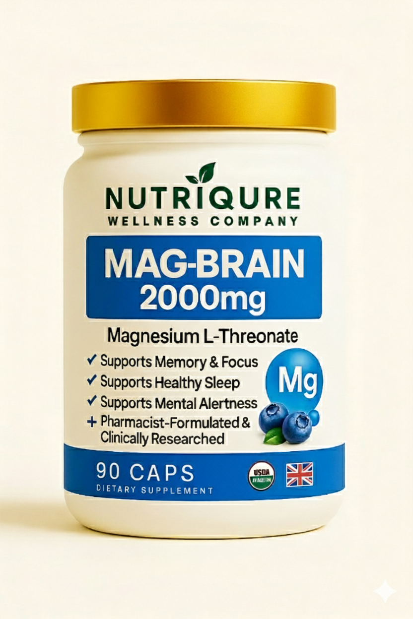 Mag-Brain  |  Advanced Magnesium L-Threonate Cognitive Support Formula 90 Capsules | 2,700mg per Serving (3 Capsules)