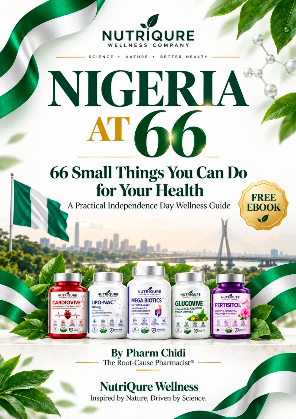 Cover of Nigeria at 66: 66 Small Things You Can Do for Your Health, a free NutriQure wellness guide