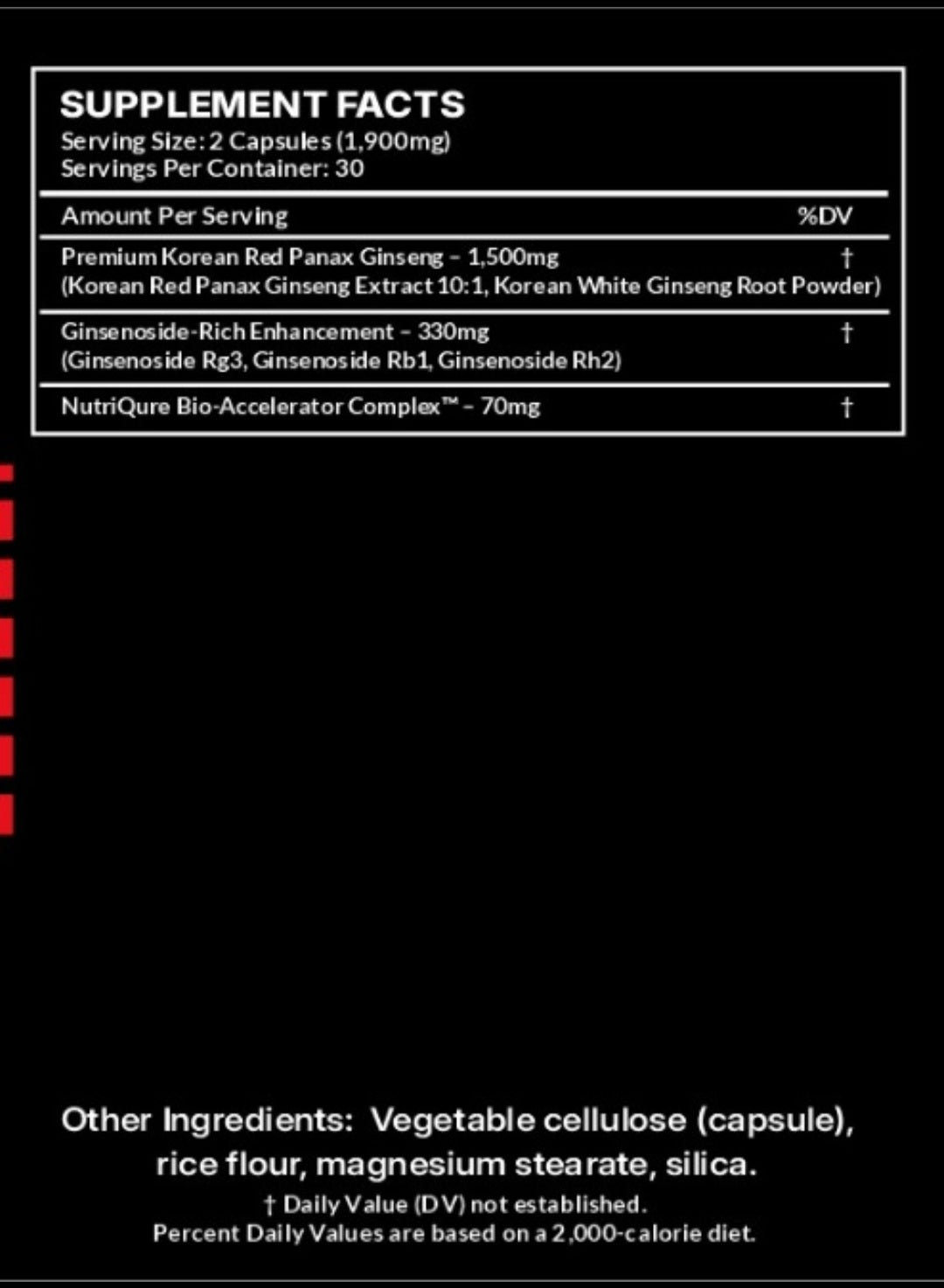 Korean Red Panax Ginseng |  Premium 10:1 Concentrate | High-Ginsenoside Performance Support  60 Capsules | 1,900mg Serving | Pharmacist Formulated