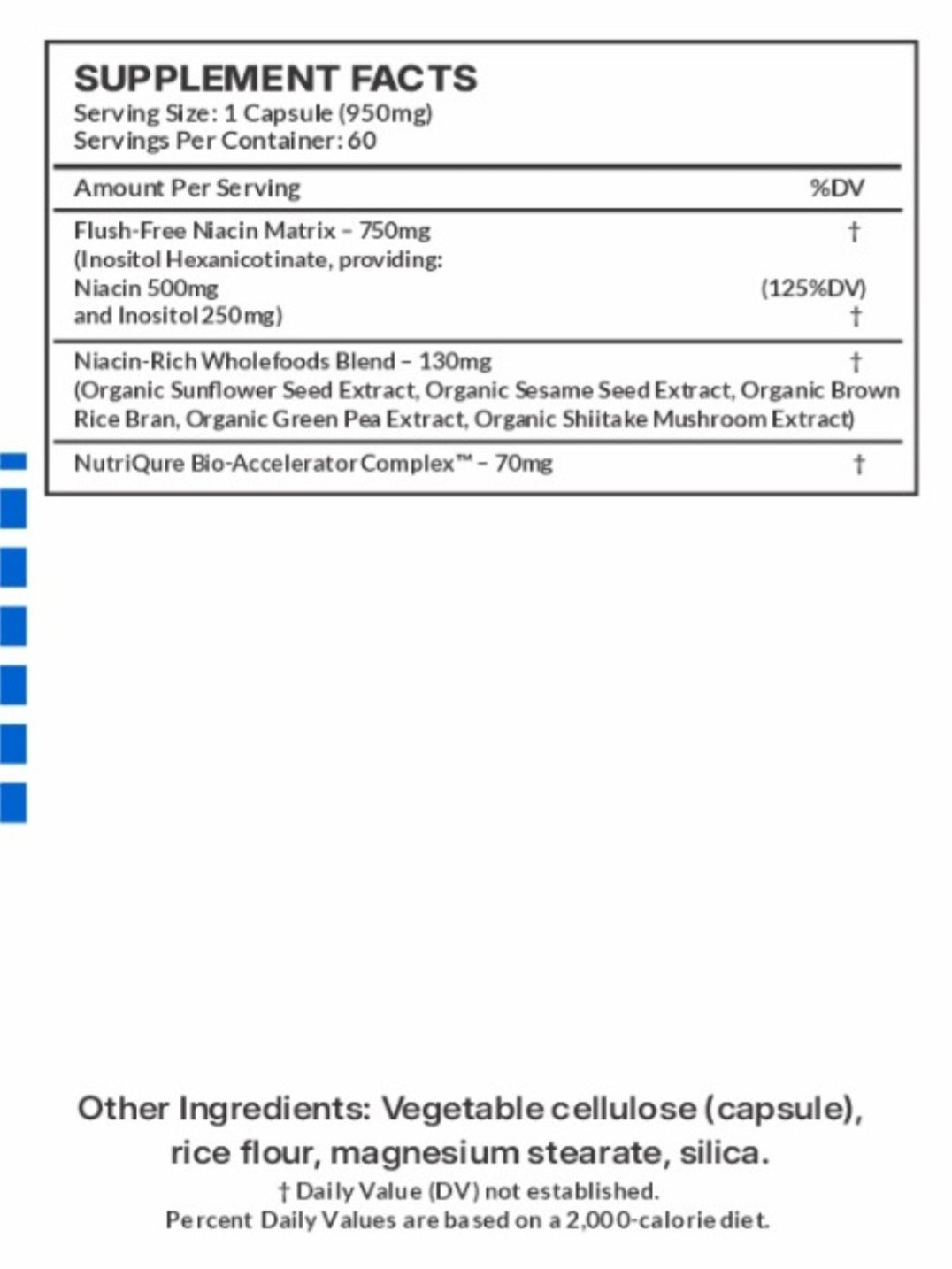 Niacin (Flush-Free)  |  Heart, Metabolic & Nerve Support  60 Capsules | 950mg per capsule | Pharmacist Formulated