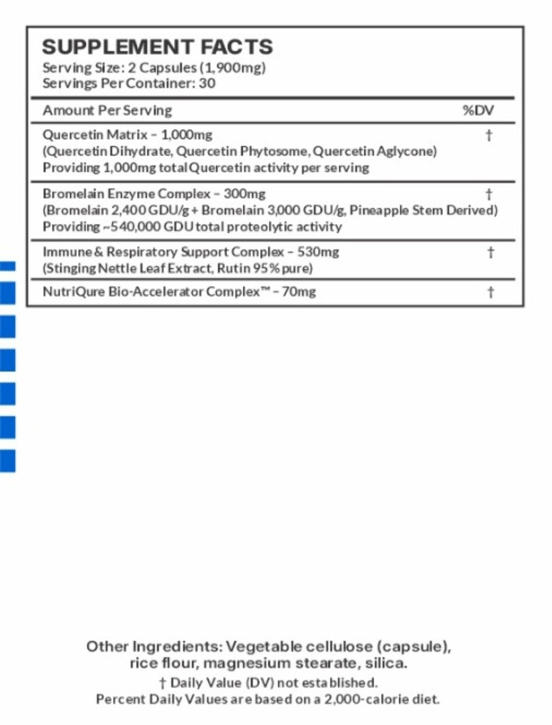 Quercetin & Bromelain  |  Advanced Allergy, Immunity & Inflammation Support  60 Capsules | 1,900mg per 2-capsule serving | Pharmacist Formulated
