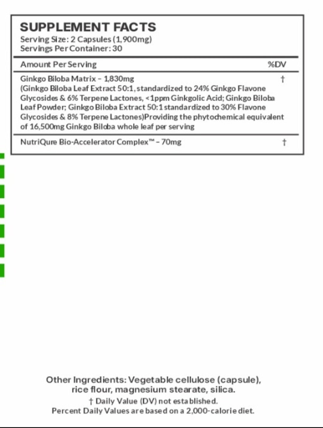 Ginkgo Biloba  |  Advanced Brain, Memory & Circulation Support  60 Capsules | 1,900mg per 2-capsule serving | Pharmacist Formulated
