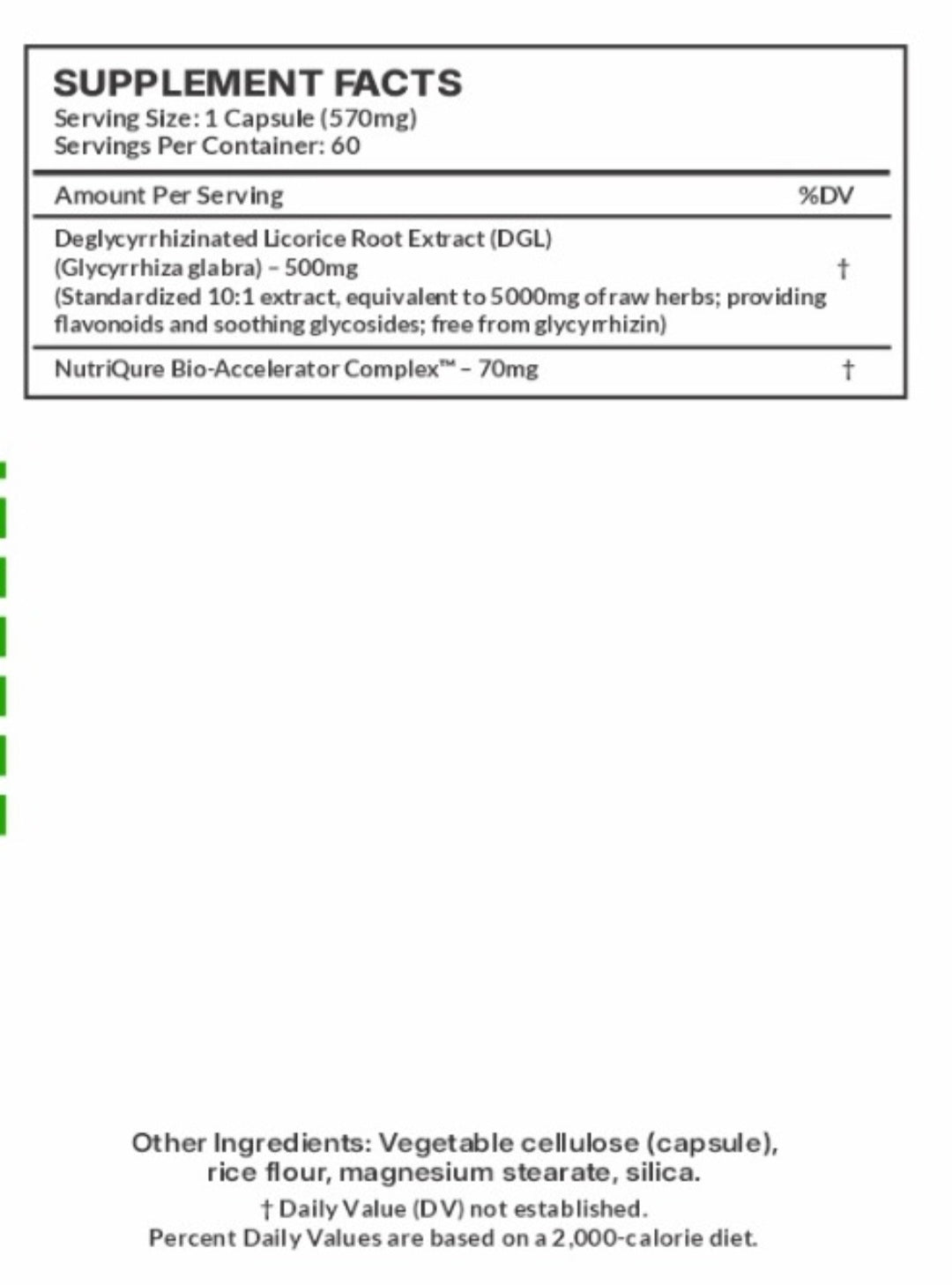 DGL  |  Advanced Soothing Digestive & Gut-Lining Support 60 Capsules | 570mg Each | Herbal Extract Formula