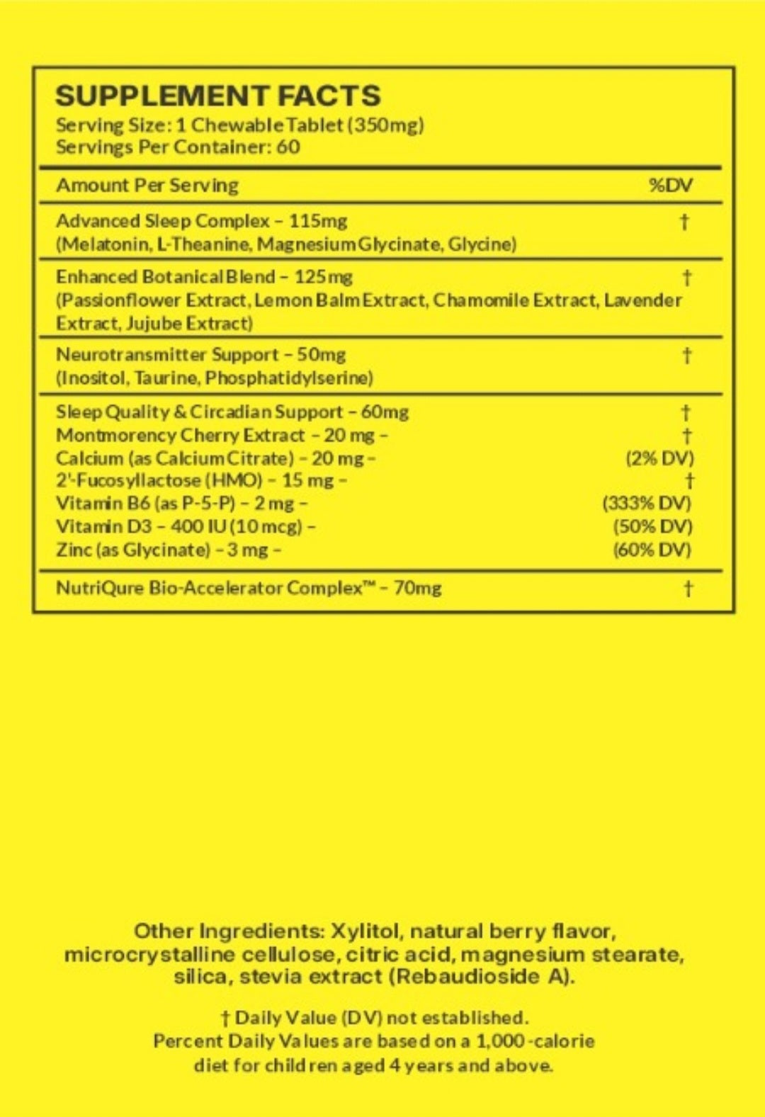 Super Snooze Kids  |  Gentle Night-Time Sleep, Calm & Circadian Support for Children 60 Chewable Tablets | 350mg Each | Natural Berry Flavor