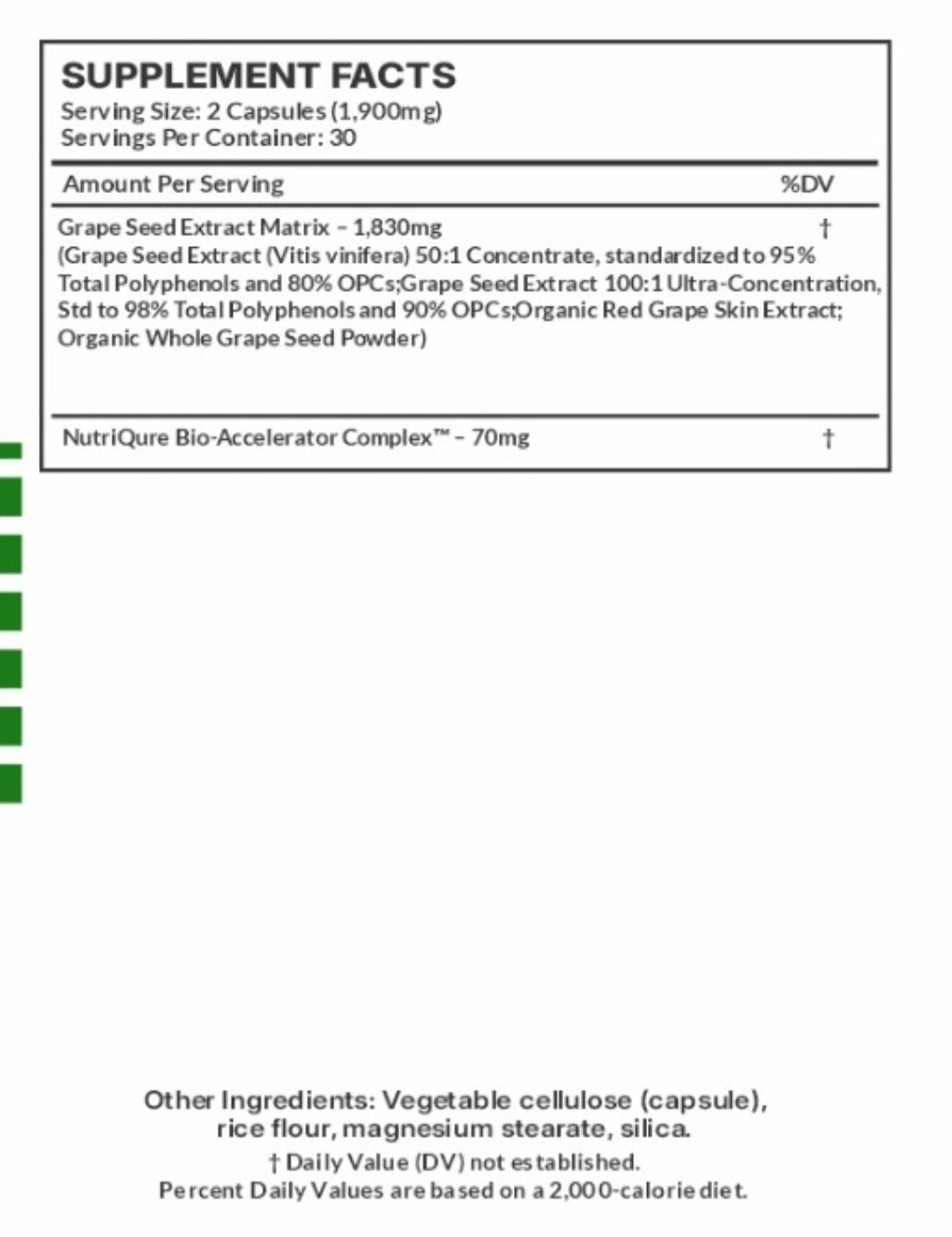 Grape Seed Extract  |  Ultra-Potent Antioxidant & Microcirculation Support Formula 60 Capsules | 1,900mg per Serving (2 Capsules)