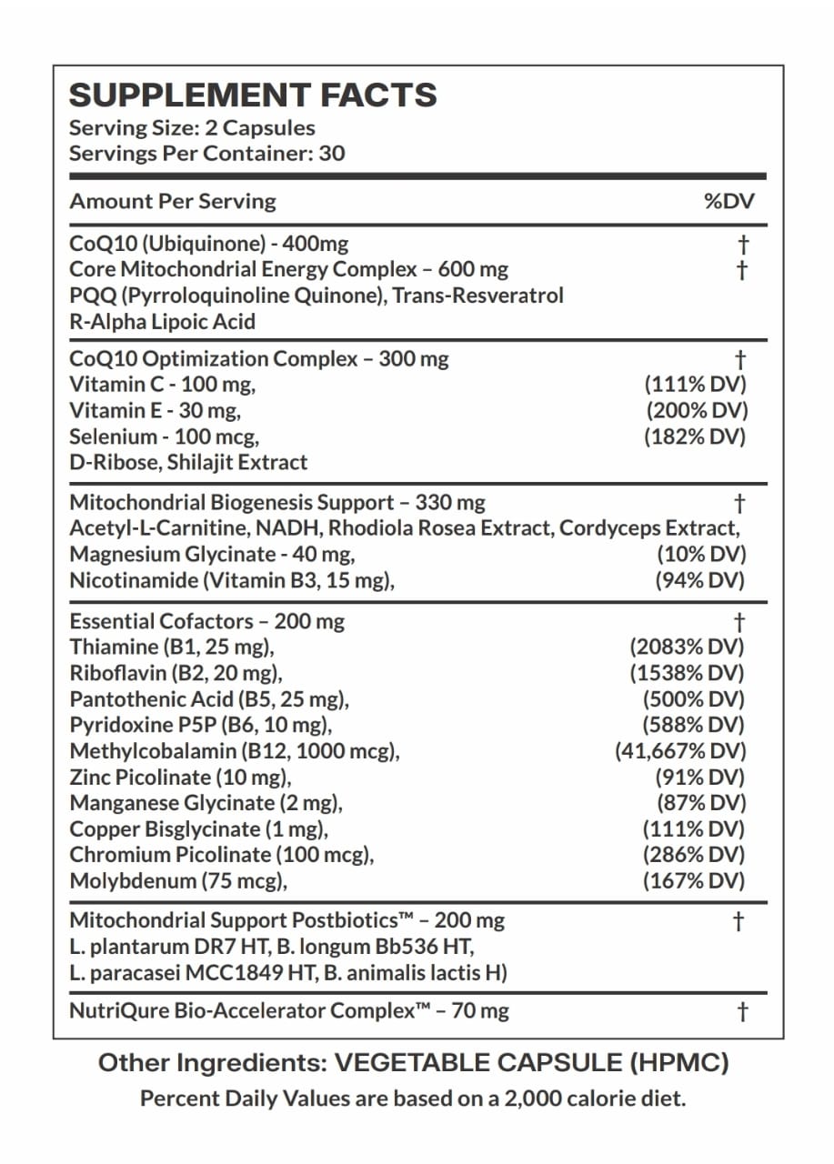 CoQ10 Plus | Advanced Mitochondrial Energy & Heart Health Complex 60 Capsules | 2-A-Day Formula