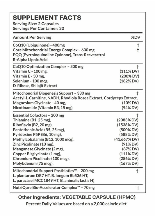 CoQ10 Plus | Advanced Mitochondrial Energy & Heart Health Complex 60 Capsules | 2-A-Day Formula