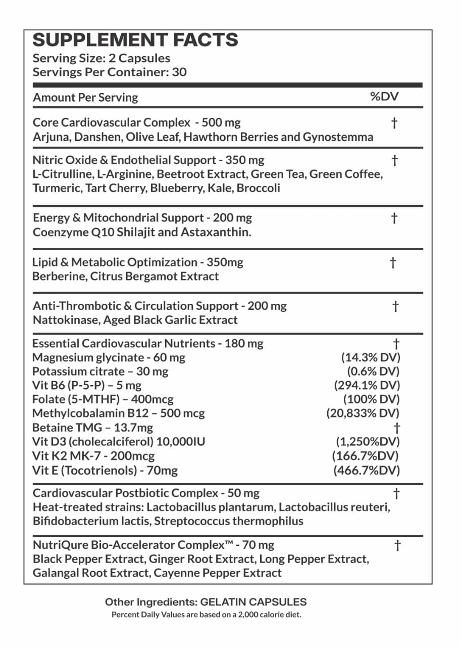 CardioVive | Complete Cardiovascular, Circulatory & Lipid Optimization Formula | 60 Capsules | 30 Servings