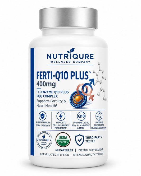 FERTI-Q10 PLUS CoQ10 supplement bottle with PQQ, 60 capsules
