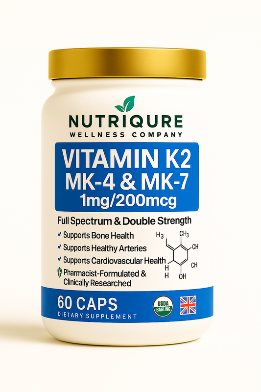 Vitamin K2 MK-4 + MK-7™  Dual-Phase Vitamin K2 Complex for Bone, Heart & Vascular Health 60 Capsules | 1 Capsule Daily | Pharmacist Formulated