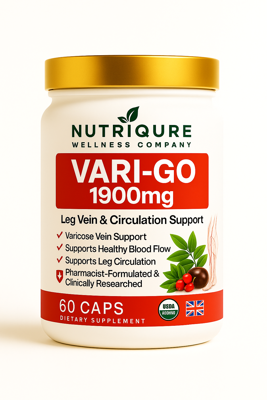 Vari-Go  |  Advanced Vein Strength, Circulation & Vascular Support Formula 60 Capsules | 1,900mg per Serving | High-Potency Clinical Blend