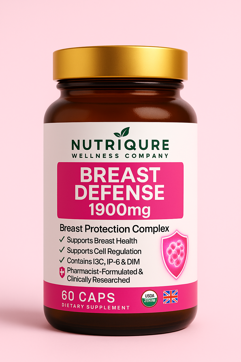 Breast Defence  |  Advanced Cellular Protection, Hormone Balance & Immune Support Formula 60 Capsules | 1,900mg per Serving | Comprehensive Women’s Health Support