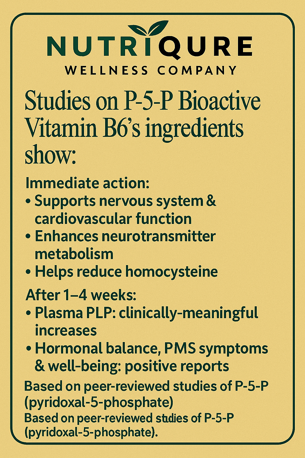 P-5-P Bioactive Vitamin B6 | Advanced Active B6 + Wholefood Co-Factors | 60 Capsules | 1 Capsule Daily | Pharmacist Formulated