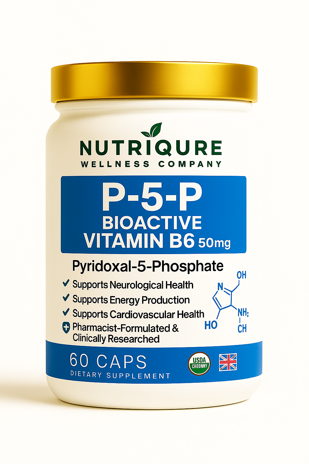 P-5-P Bioactive Vitamin B6 | Advanced Active B6 + Wholefood Co-Factors | 60 Capsules | 1 Capsule Daily | Pharmacist Formulated