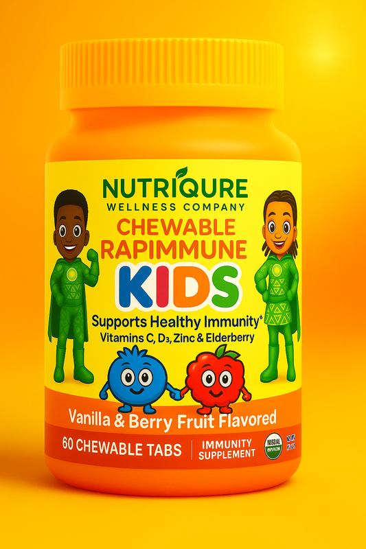 Rapimmune Kids  |  Complete Immune Defense & Gut Support Chewables for Kids 60 Chewable Tablets | 350mg Each | Natural Fruit Flavor