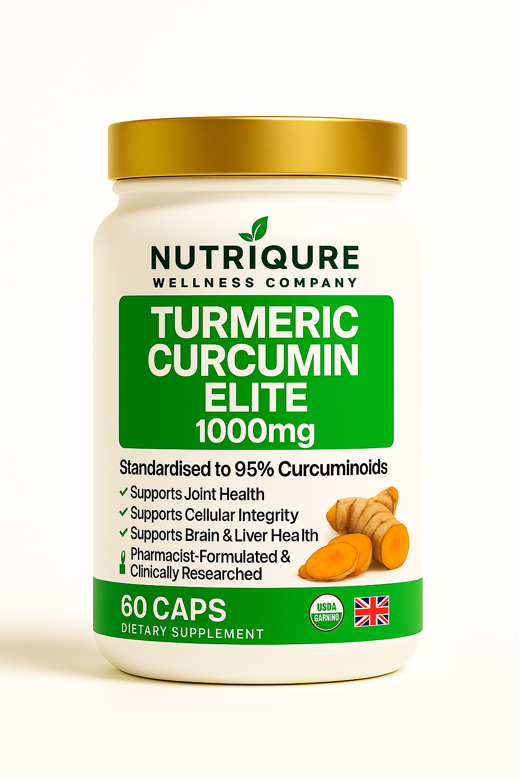 Turmeric Curcumin Elite | High-Strength Inflammation & Joint Support Formula 60 Capsules | 30 Servings | 1,070mg Total