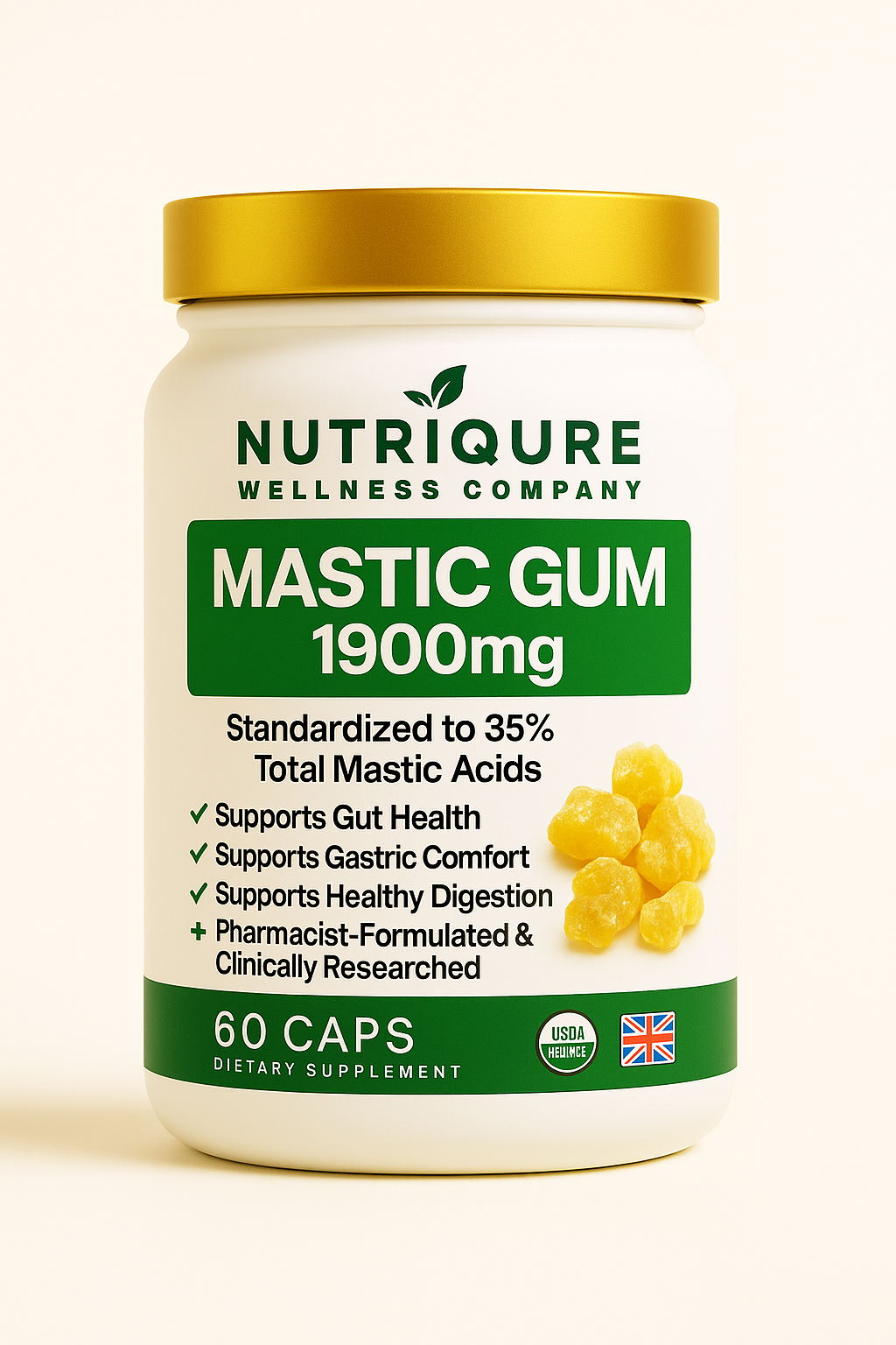 Mastic Gum  |  Targeted Gut, H. pylori & Digestive Support  60 Capsules | 1,900mg per 2-capsule serving | Pharmacist Formulated