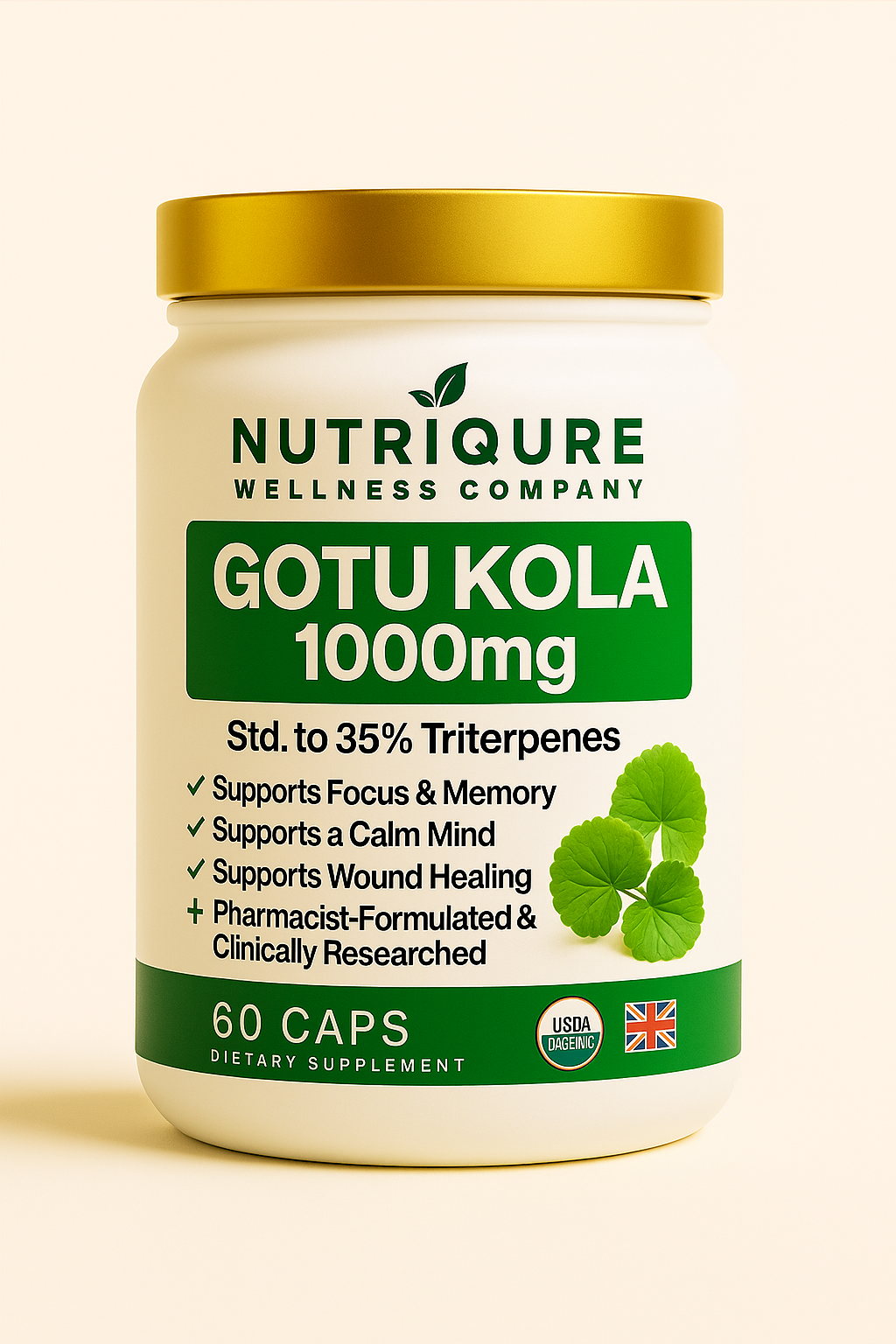 Gotu Kola   |  Advanced Cognitive, Circulatory & Skin Regeneration Support  60 Capsules | 1,070mg per 2-capsule serving | Pharmacist Formulated