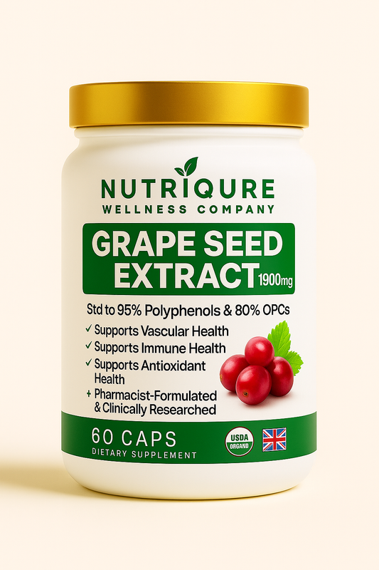 Grape Seed Extract  |  Ultra-Potent Antioxidant & Microcirculation Support Formula 60 Capsules | 1,900mg per Serving (2 Capsules)