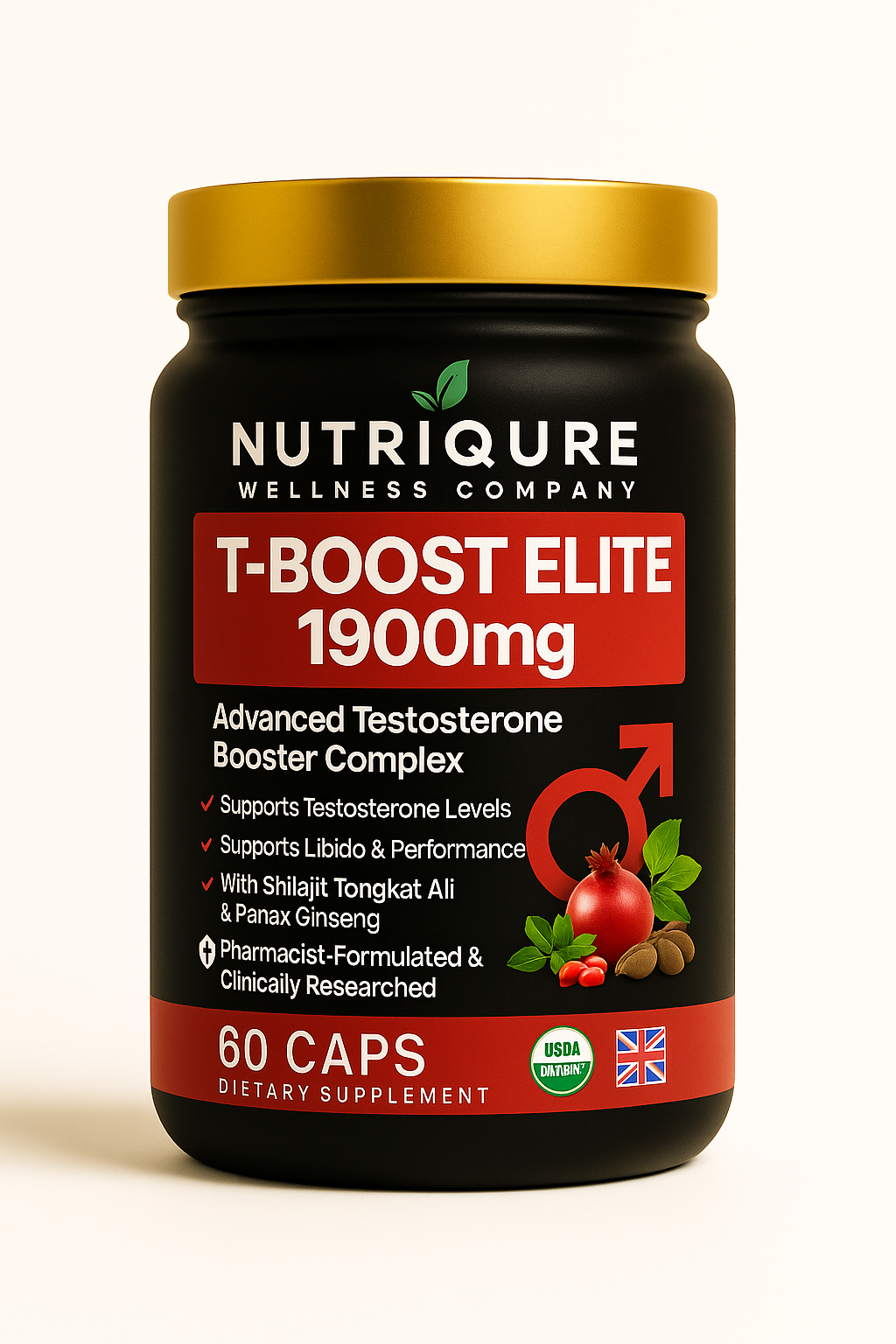 T-Boost Elite |  Advanced Testosterone & Performance Optimization Formula 60 Capsules | 30 Servings | 1,900mg Total