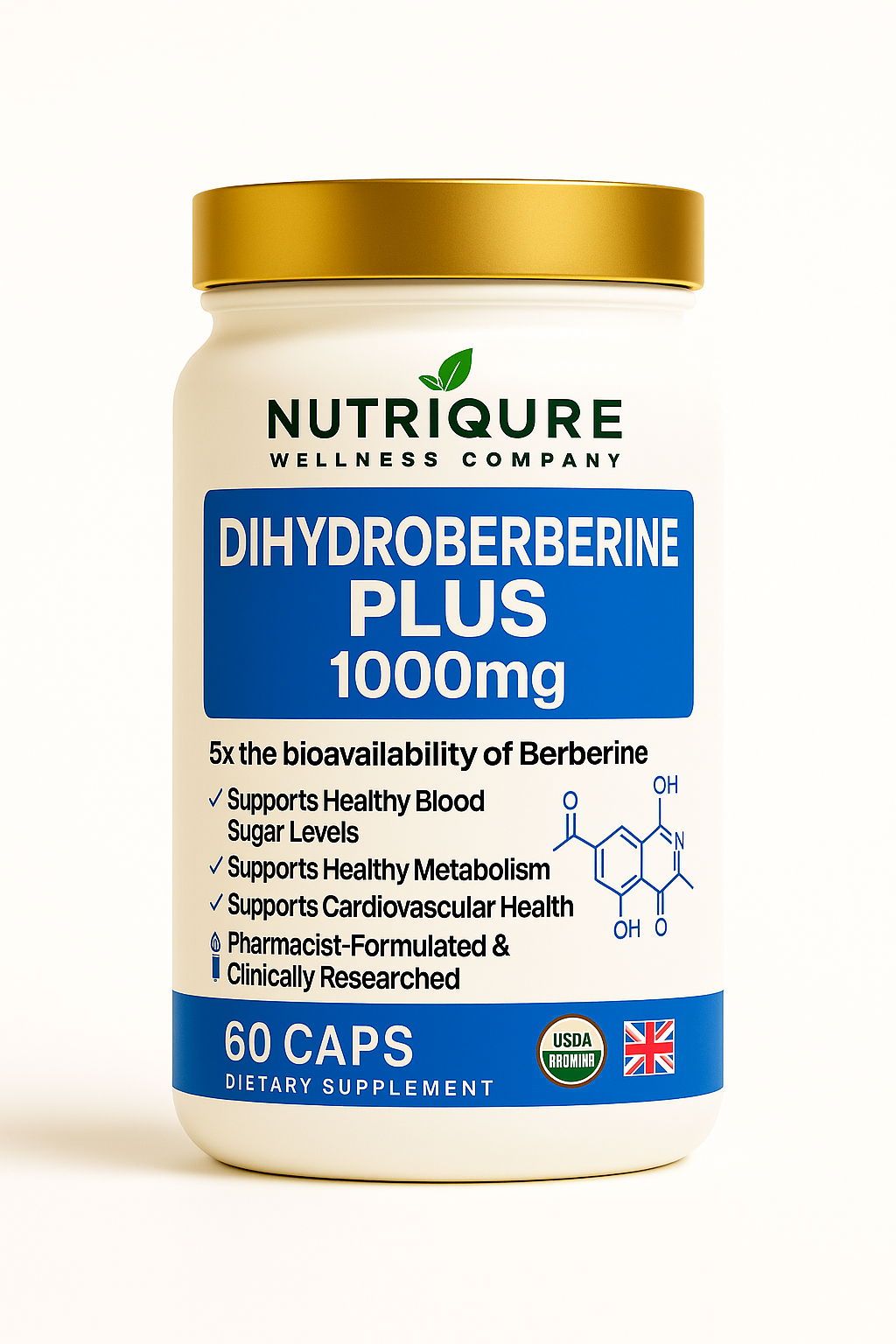 Dihydroberberine Plus |  Advanced Blood Sugar, Metabolic & Mitochondrial Support Formula 60 Capsules | 30 Servings | 1,170mg Total