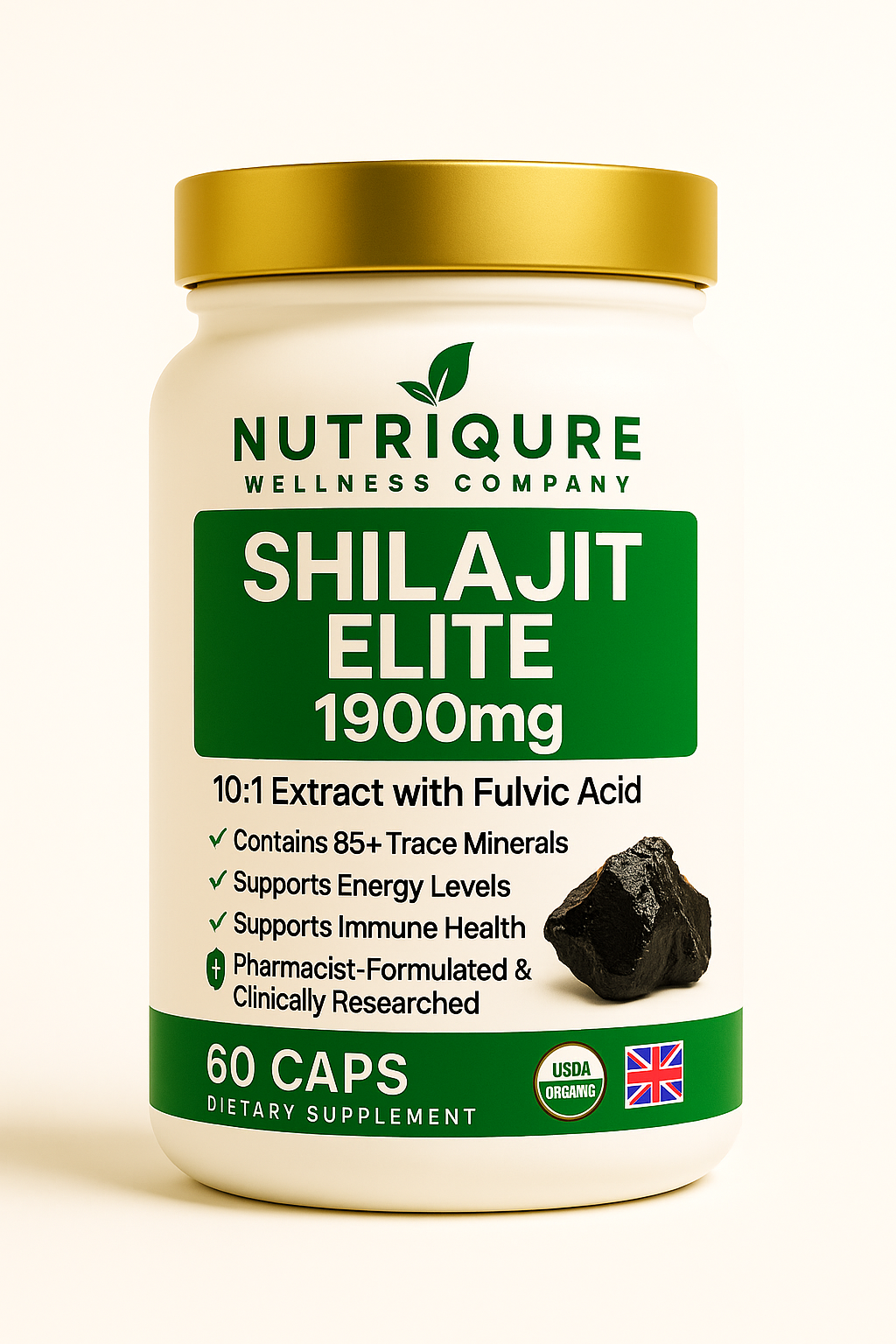 Shilajit Elite™ | Advanced Mitochondrial Energy & Cellular Vitality Complex 60 Capsules | 30 Servings | 1,900mg Total