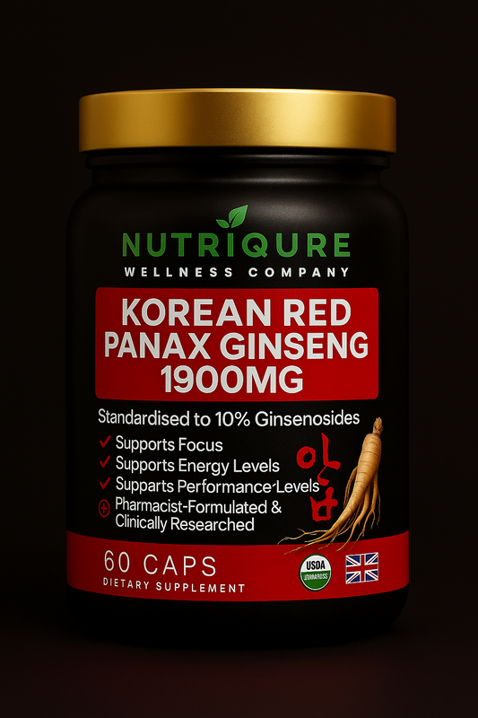 Korean Red Panax Ginseng |  Premium 10:1 Concentrate | High-Ginsenoside Performance Support  60 Capsules | 1,900mg Serving | Pharmacist Formulated