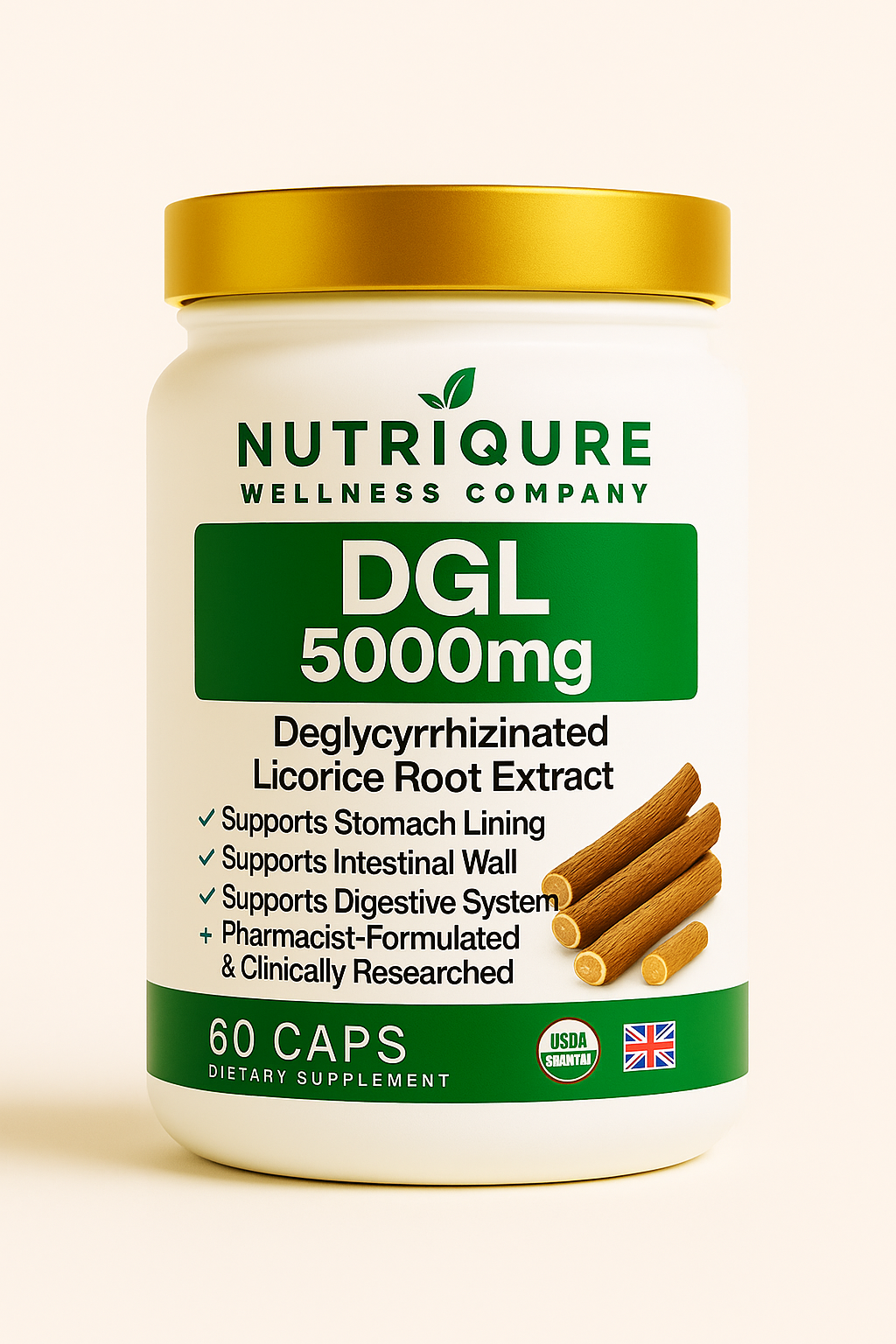 DGL  |  Advanced Soothing Digestive & Gut-Lining Support 60 Capsules | 570mg Each | Herbal Extract Formula