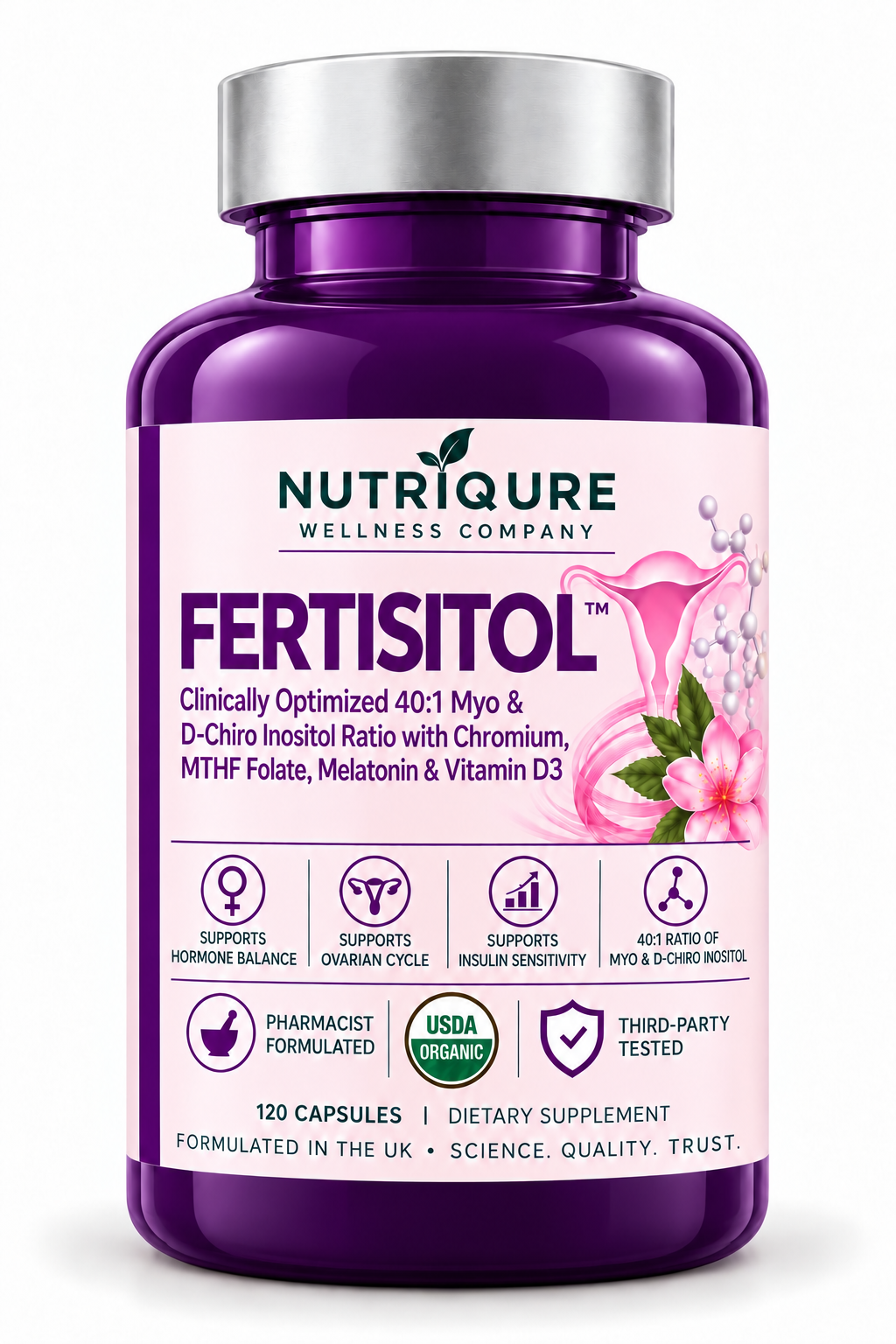 FERTISITOL inositol supplement bottle by NutriQure Wellness